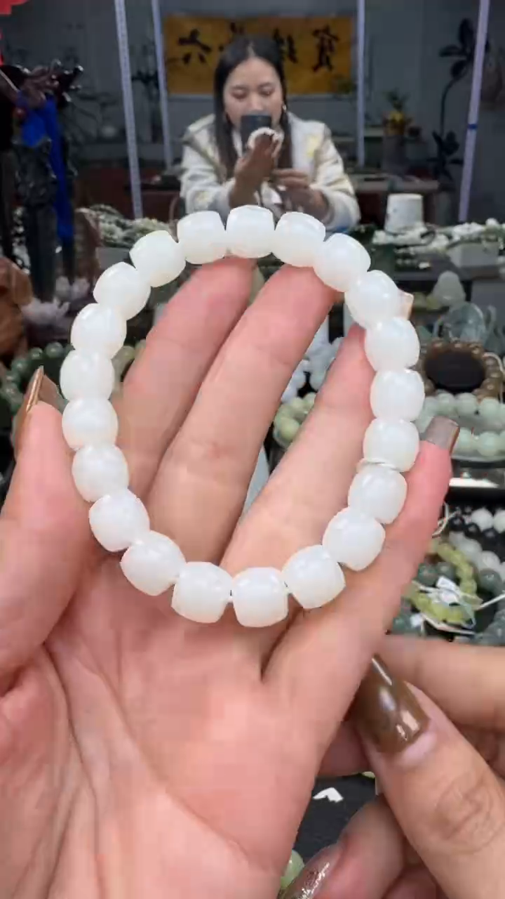 未镶嵌手串和田玉新疆且末金山白玉卡10