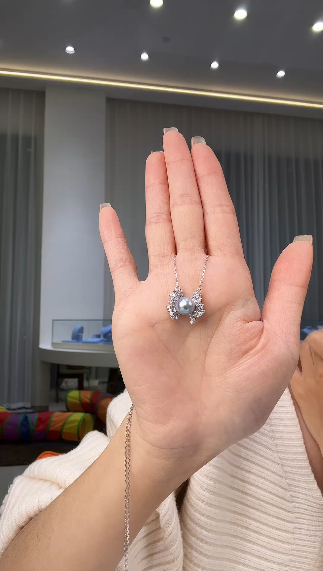 吊坠(赠链)银S925镶嵌海水珍珠银款海水akoya真多麻吊坠