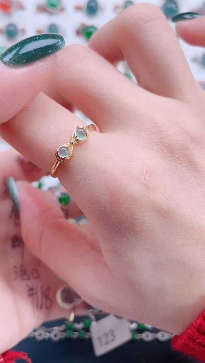 银S925镶嵌戒指翡翠天然翡翠