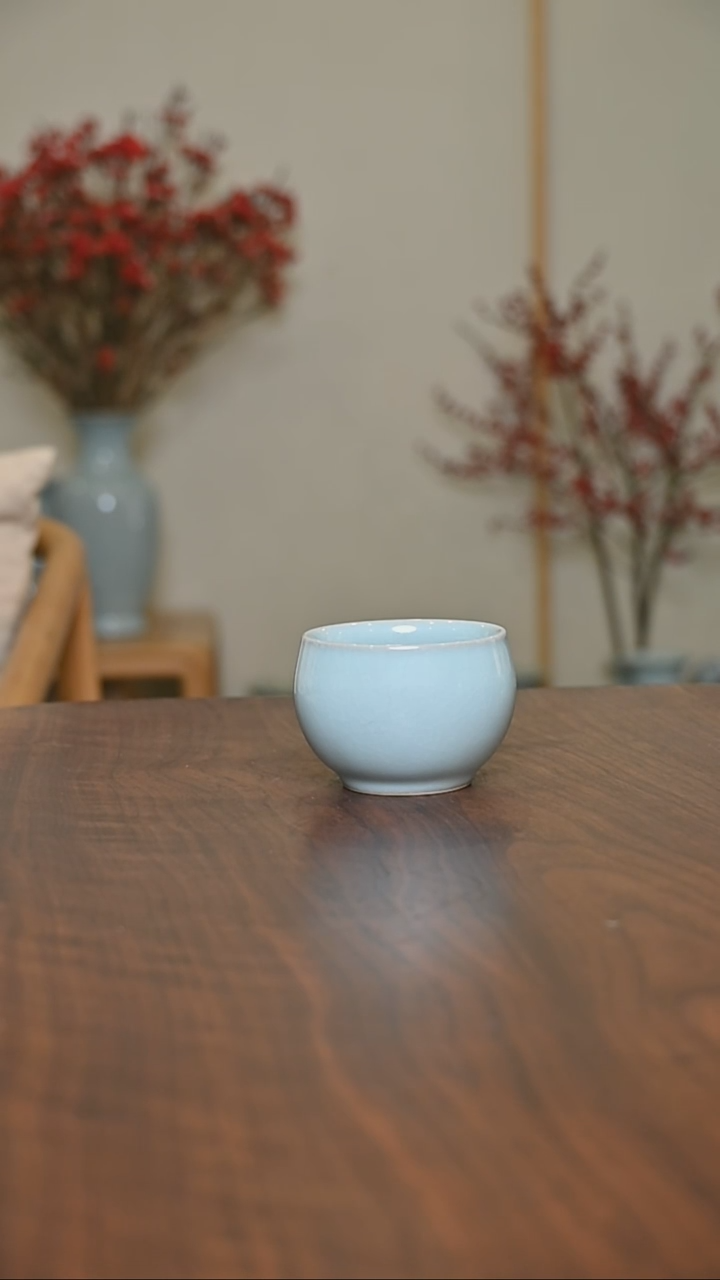 【闪购商品】其他微瑕天青釉朱家汝窑款小缸杯