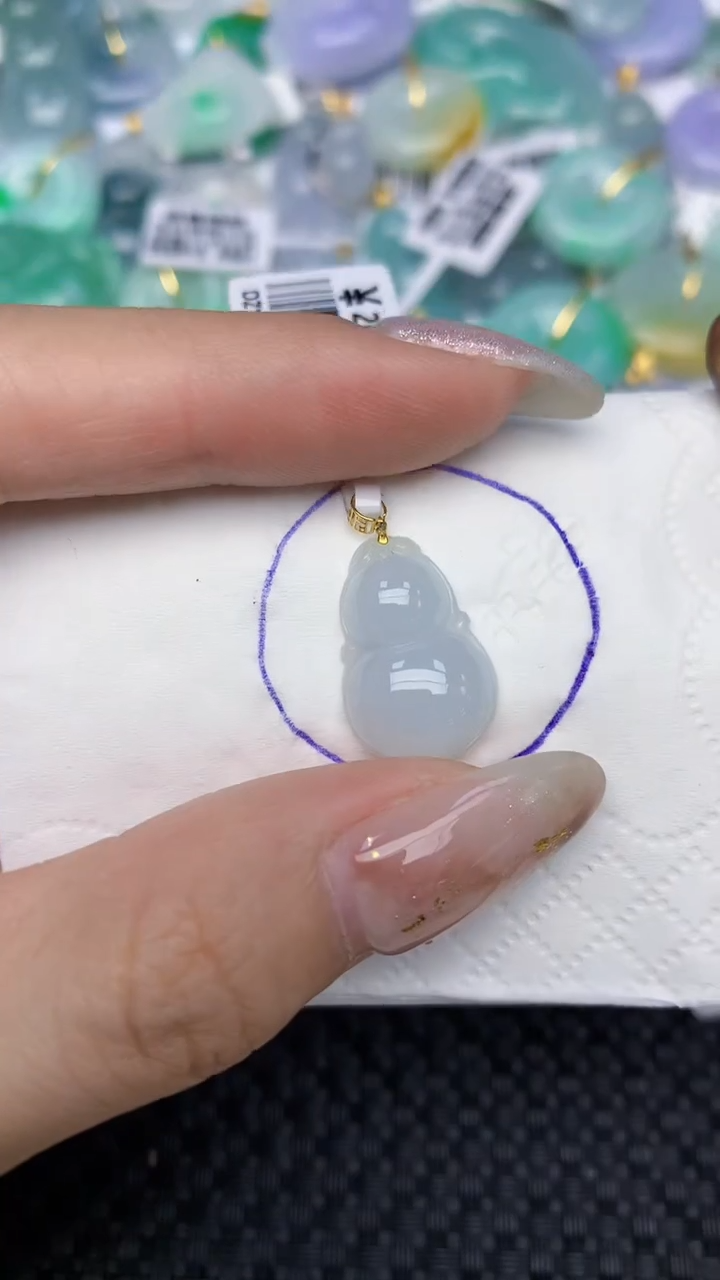 颈饰18K金镶嵌翡翠天然缅甸翡翠a货百元以上9元证书费自理