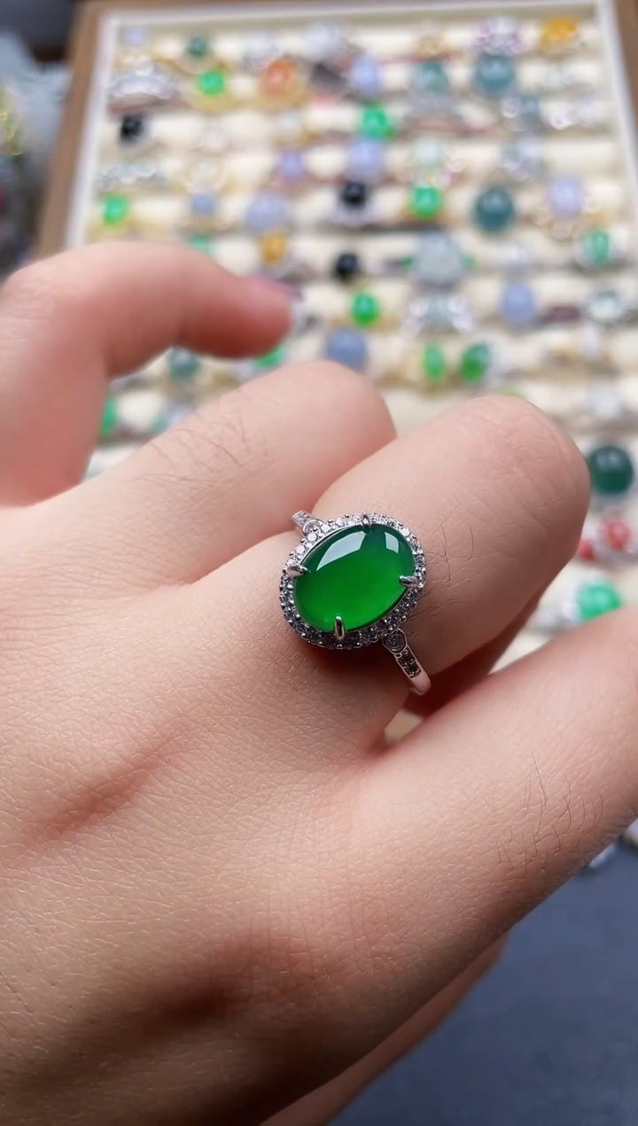 银S925镶嵌戒指翡翠138