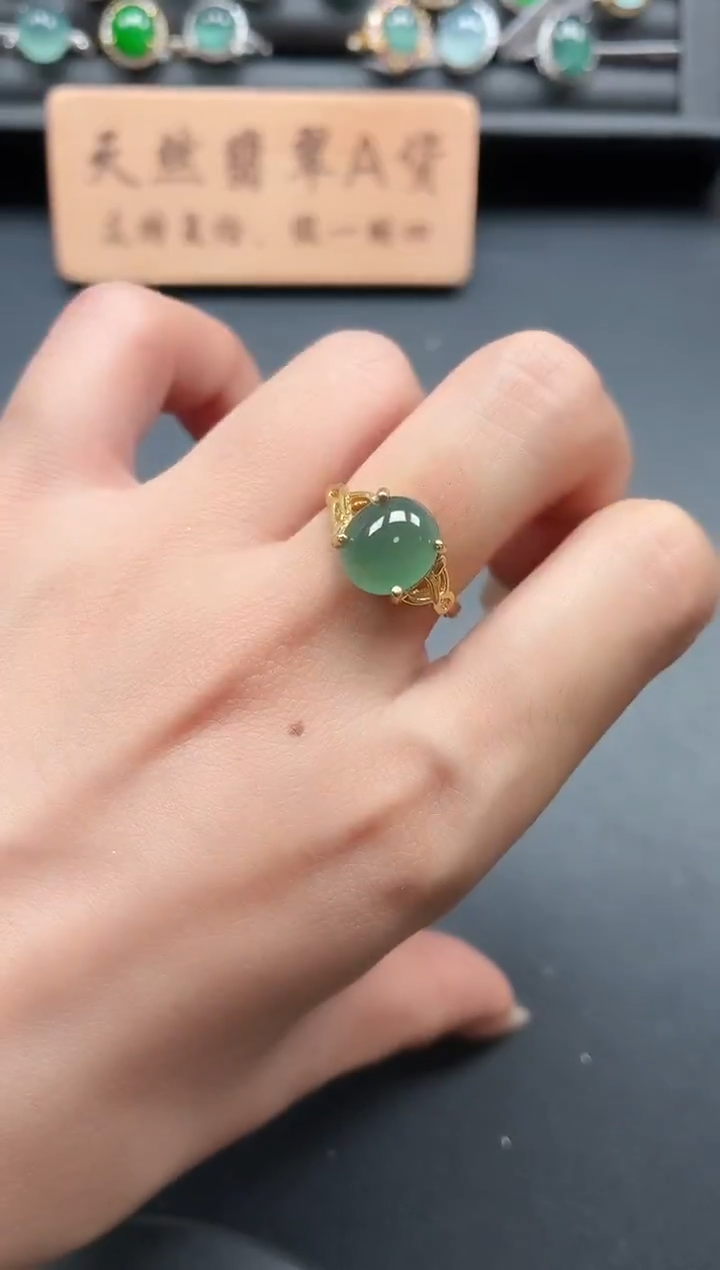 银S925镶嵌戒指翡翠111