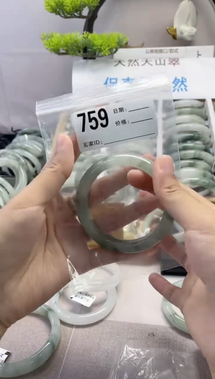 石英质玉（天山翠）手镯未镶嵌759