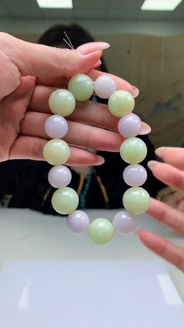 【闪购商品】定制翡翠未镶嵌4829MM-毛货手串77