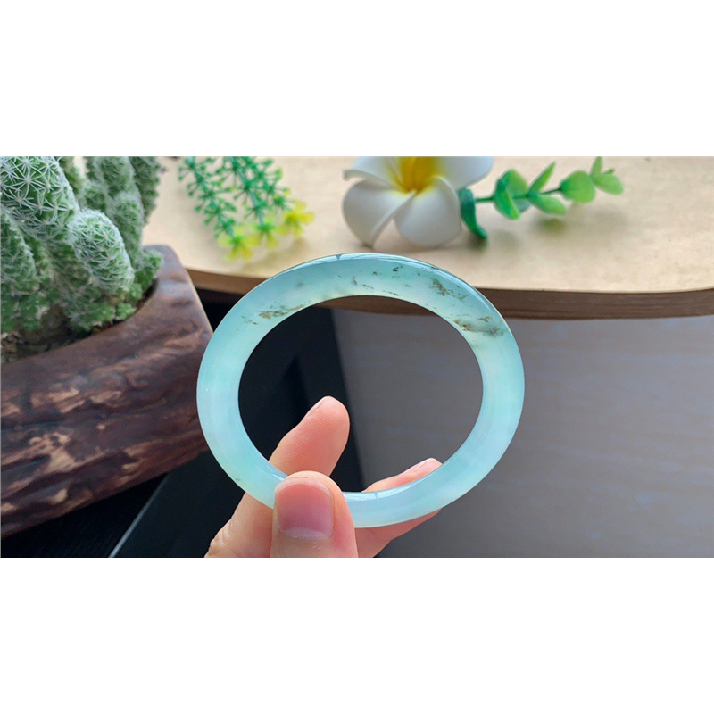 03.20批冰飘花绿果冻圆条2073号53-7.2-8.3清新冰晴绿水翡翠手镯