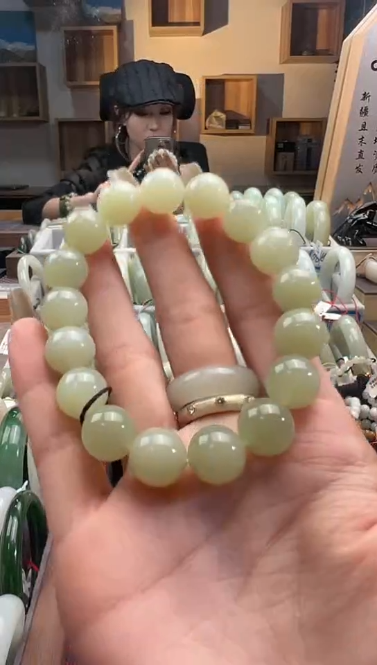 【闪购商品】和田玉手串未镶嵌且末料青白玉手串卡12