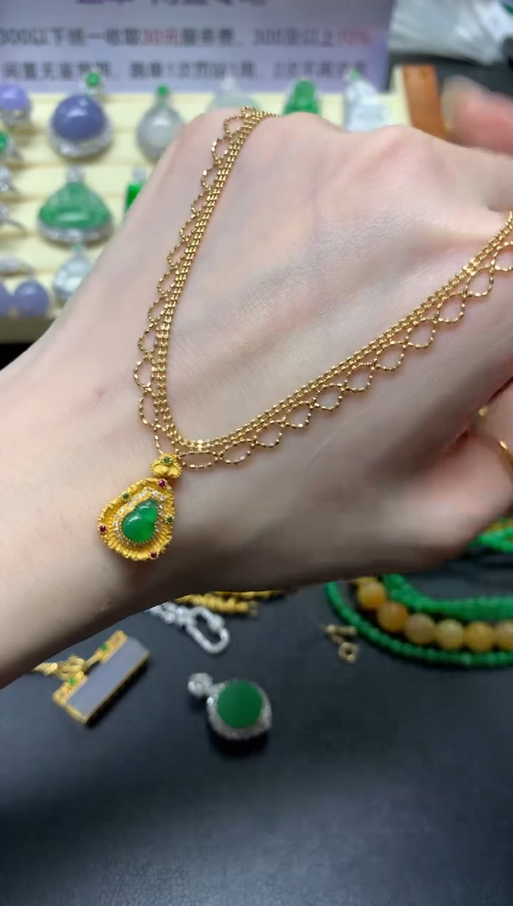 【闪购商品】翡翠18K金镶嵌套链套链|7000+700