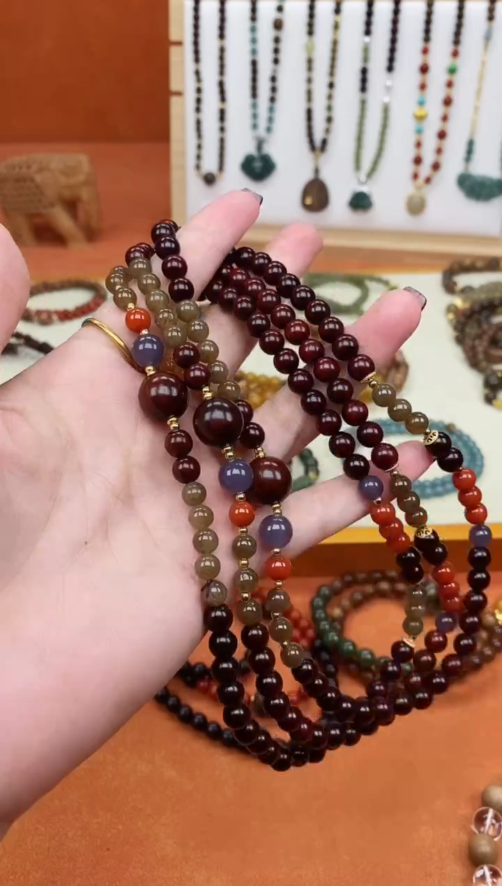 手串檀香紫檀（小叶紫檀）未镶嵌双圈印度小叶紫檀和田手串