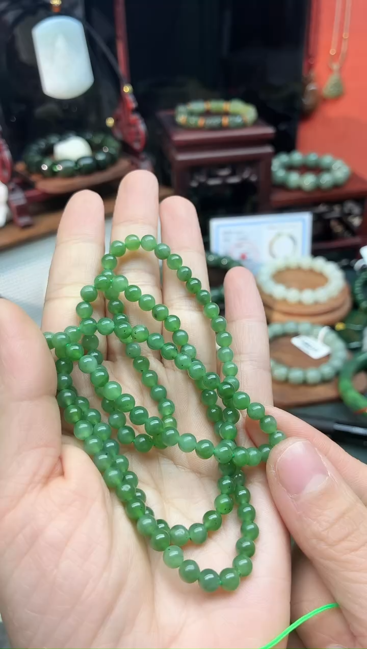 未镶嵌手链和田玉5MM   粉青