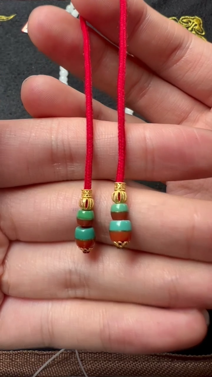 【闪购商品】绿松石汉堡珠18K金镶嵌HBPS000003