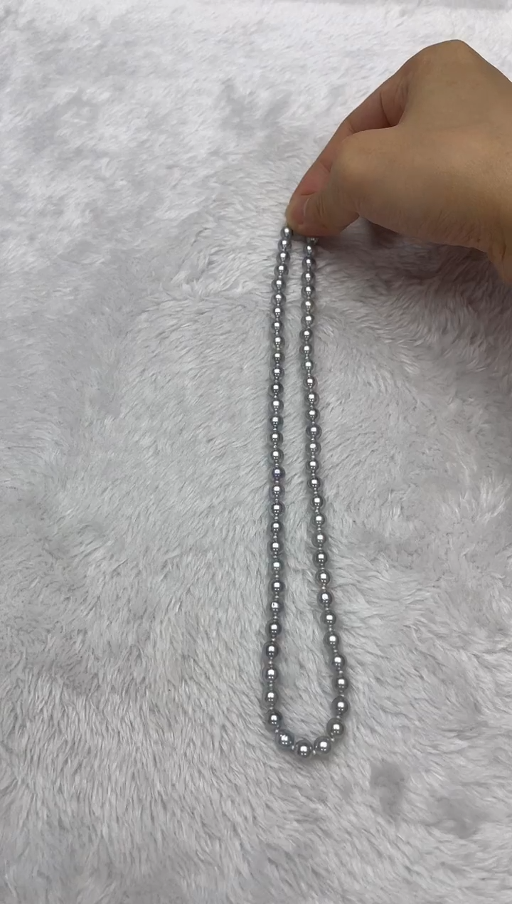 海水珍珠银S925镶嵌项链AK真多麻6-6.5mm（多样性发一）