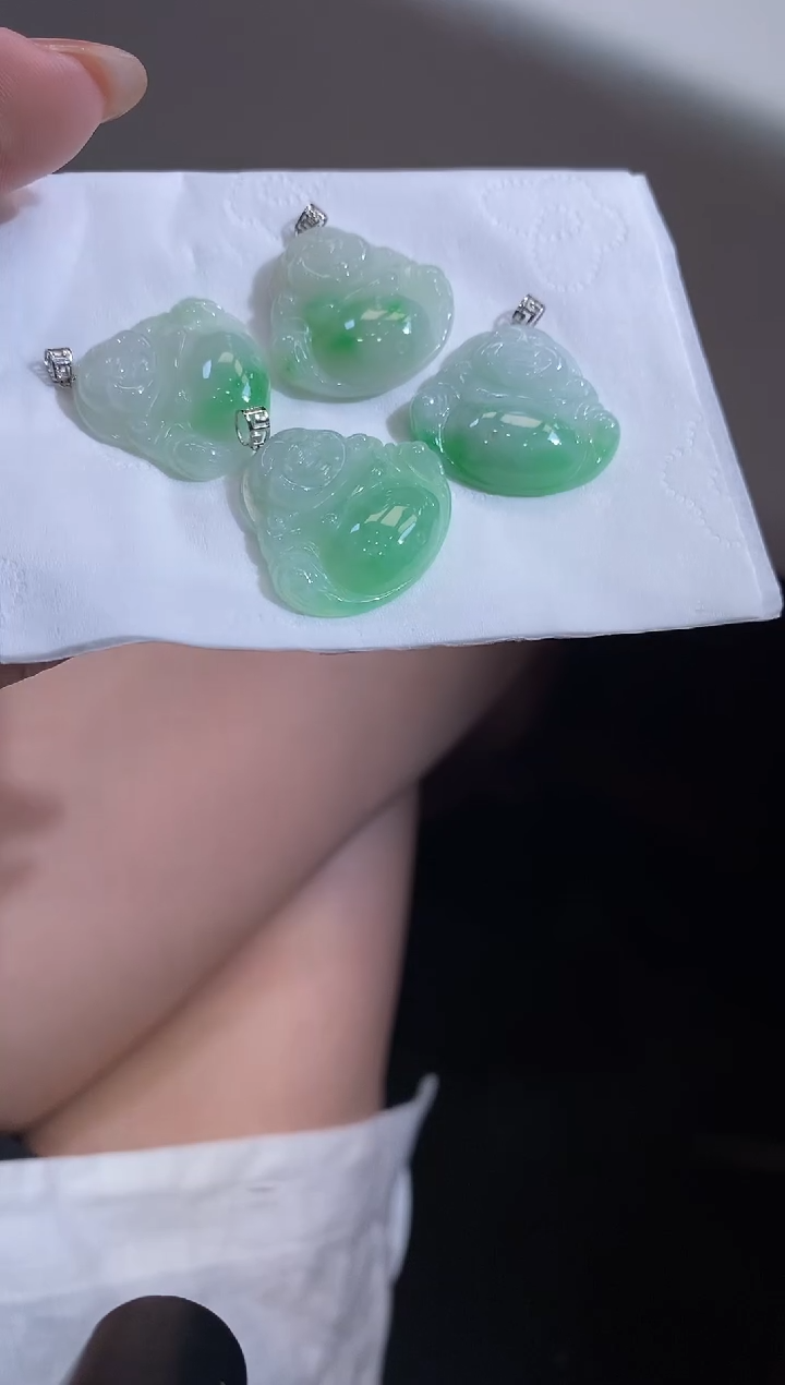 翡翠18K金镶嵌吊坠(不含链)佛公-多样性，发其一