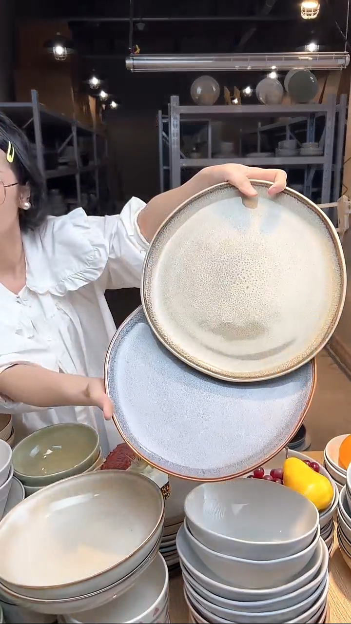 瓷401外贸尾货高温釉下彩陶瓷餐具默认微瑕