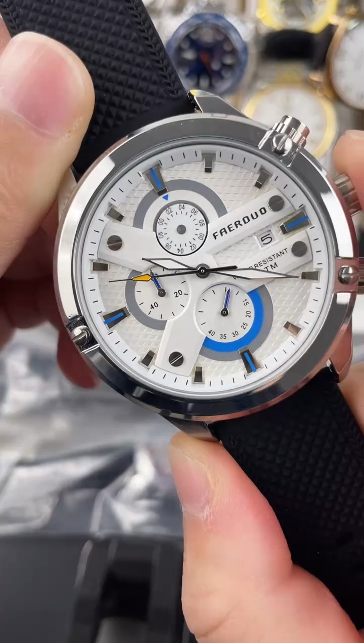 石英机芯锻造碳钢银圈白盘风车