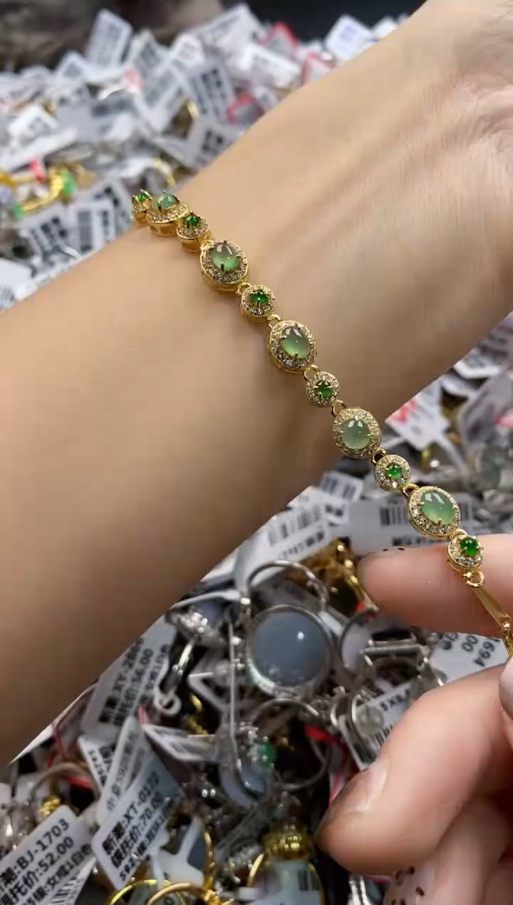 翡翠戒指银S925镶嵌333---10