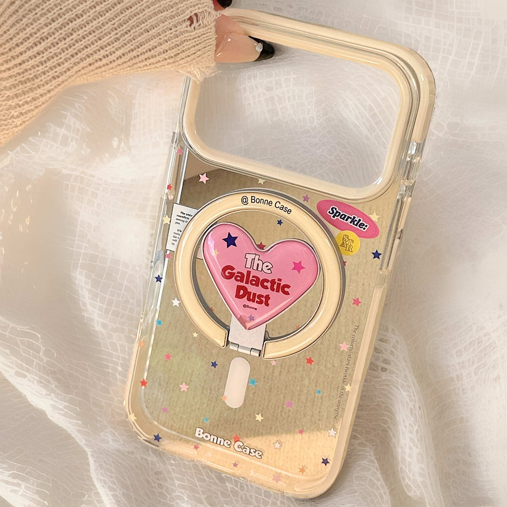 美式星星适用17promax手机壳iPhone16爱心磁吸支架14透明13软