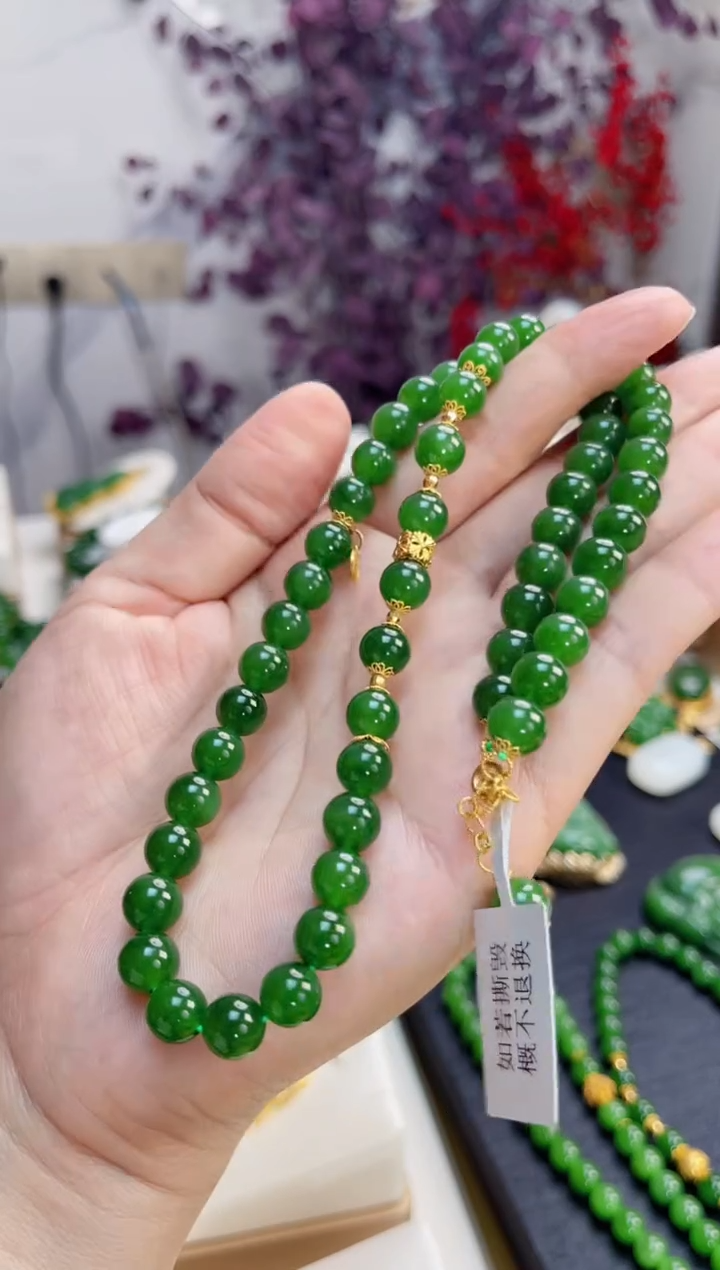 【闪购商品】和田玉项链18K金镶嵌设计款 8mm