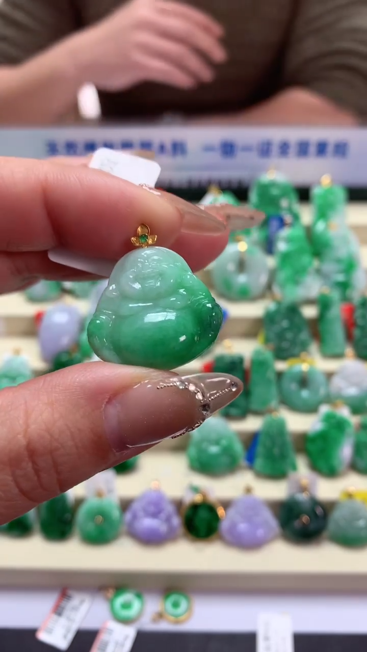 【闪购商品】翡翠吊坠(不含链)18K金镶嵌挂件