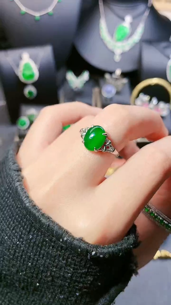【闪购商品】翡翠戒指银S925镶嵌戒指