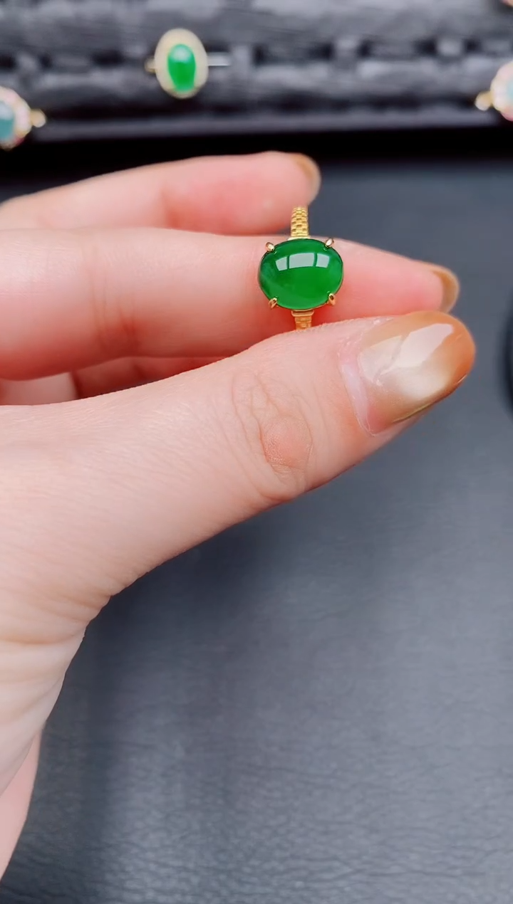 【闪购商品】翡翠戒指银S925镶嵌天然a货翡翠474