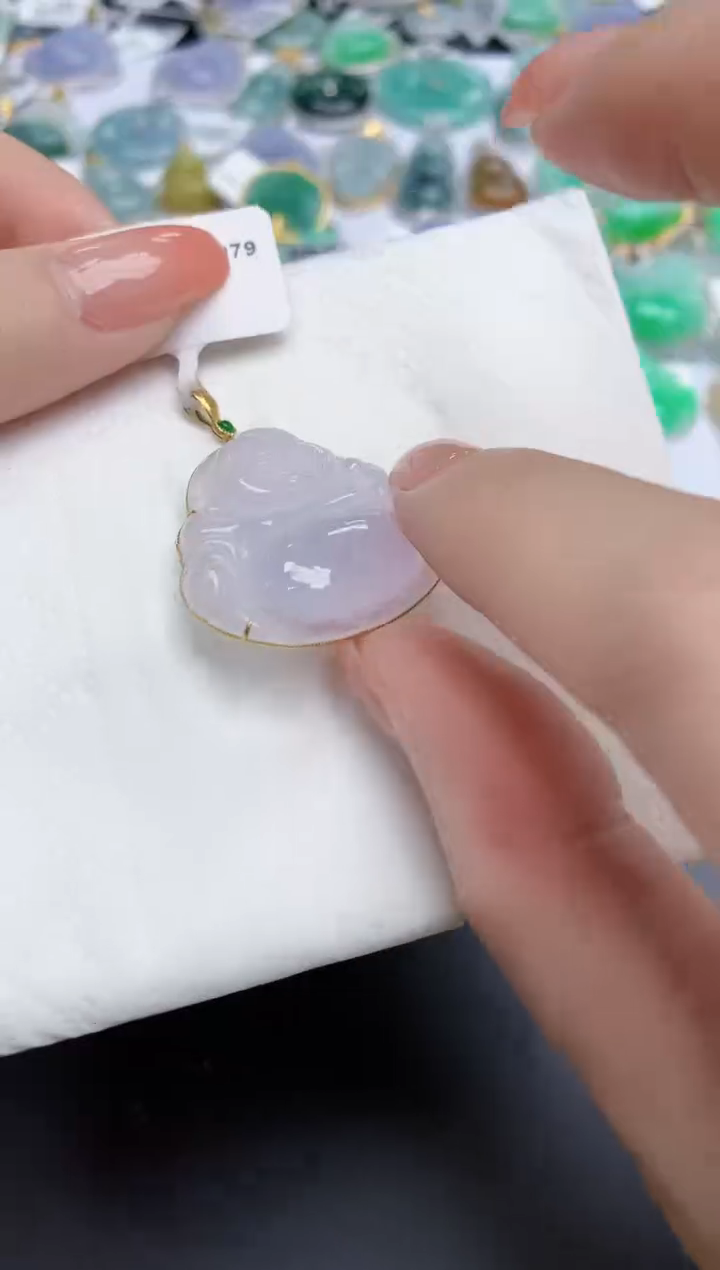 【闪购商品】翡翠颈饰18K金镶嵌天然缅甸翡翠A货