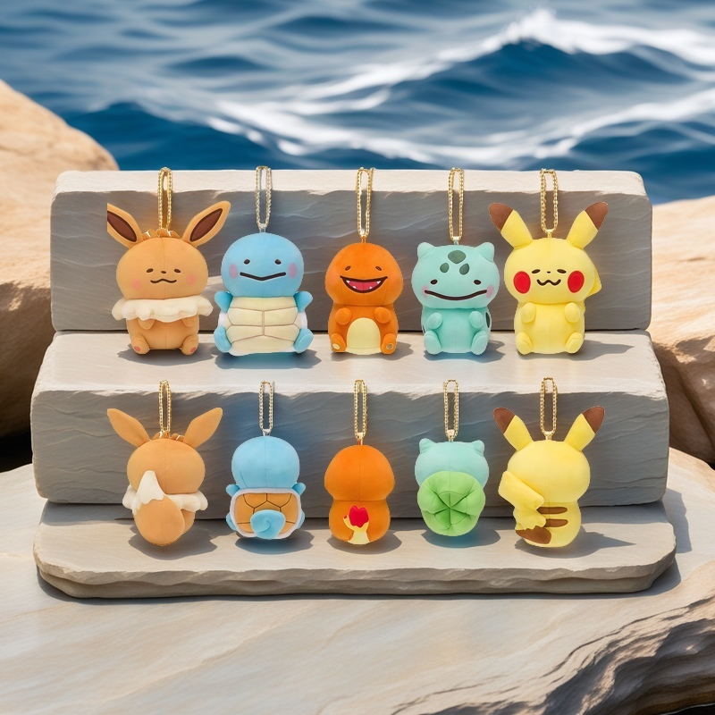 宝可梦休闲系列挂件豆豆眼伊布皮卡丘毛绒配饰包挂钥匙扣动漫周边