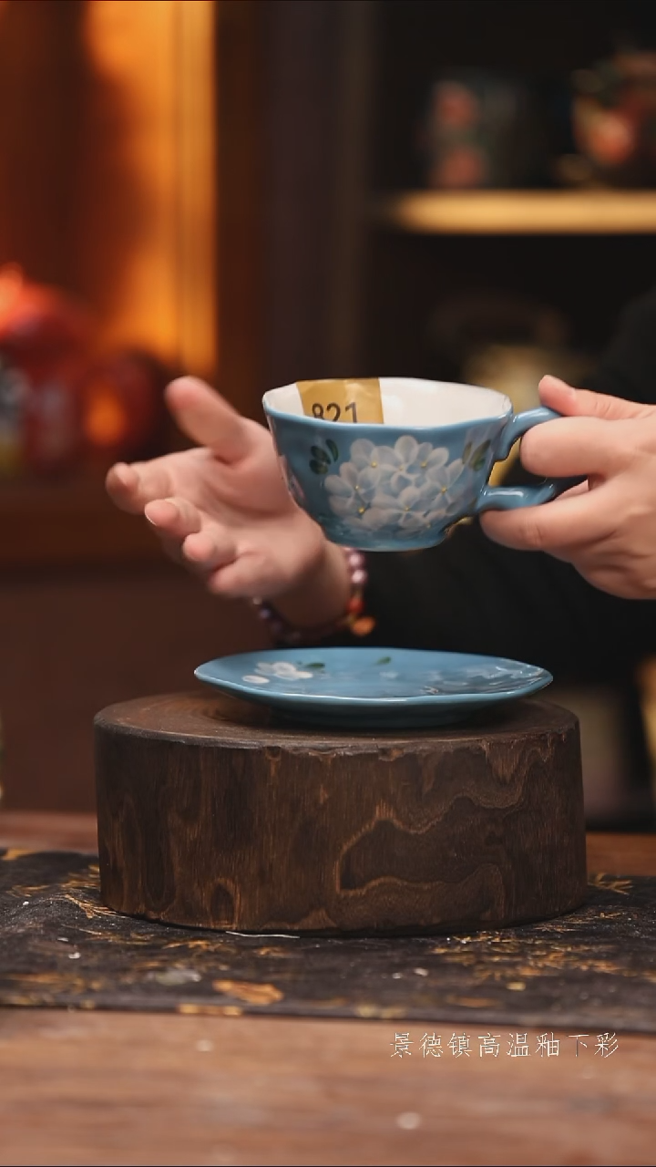 玻璃景德镇高温釉下手绘陶瓷@L821@