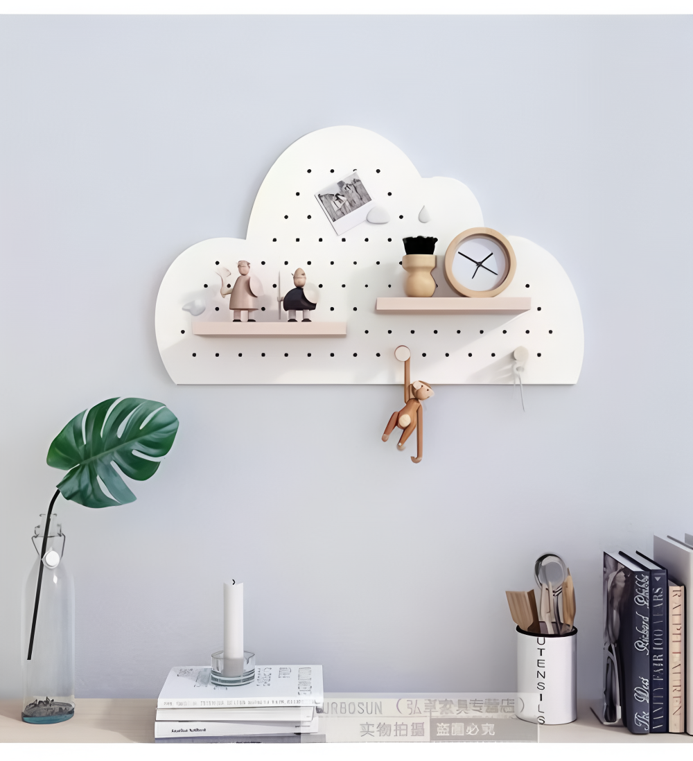 洞洞板置物架实木收纳墙DIY洞洞板入户门玄关装饰板