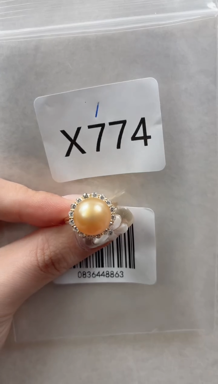 银S925镶嵌戒指海水珍珠X774