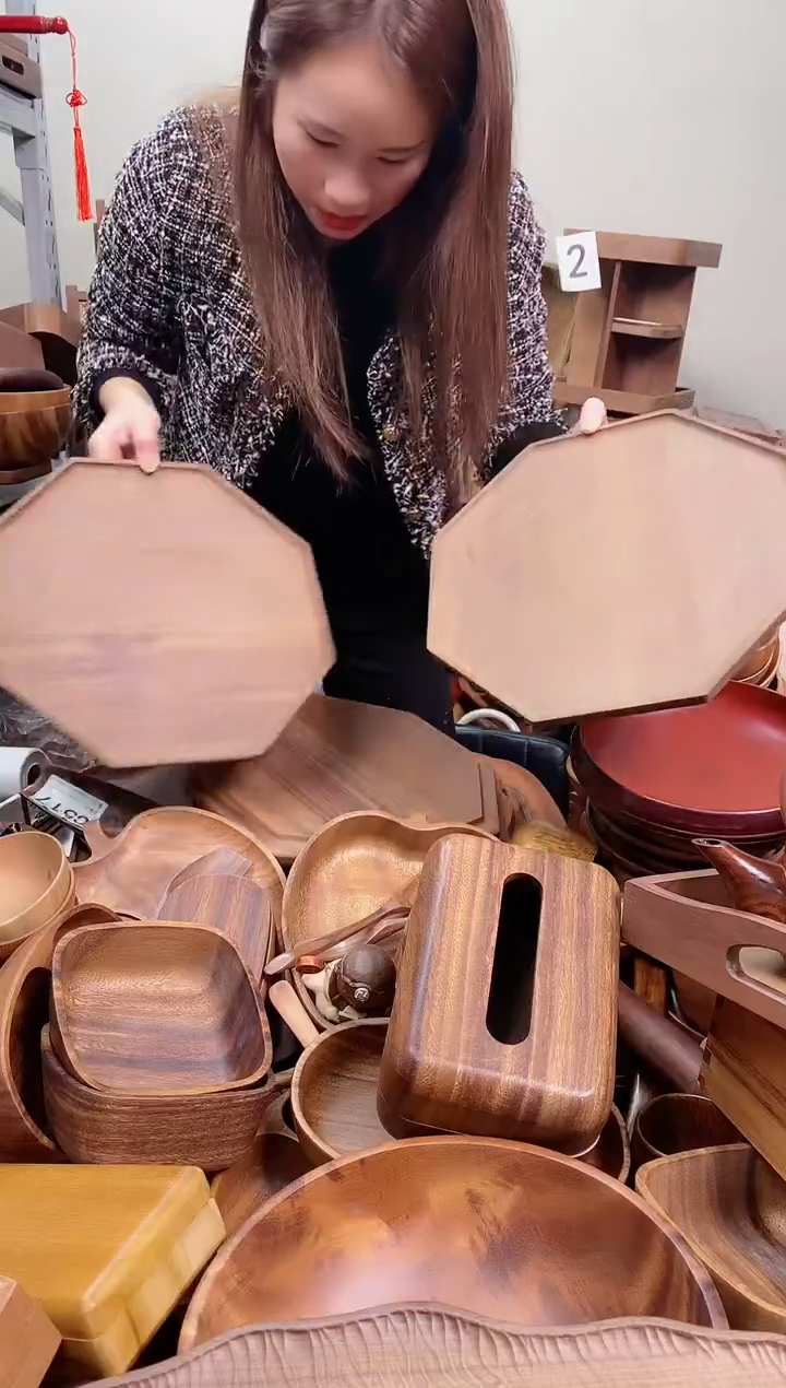 木  北美黑胡桃木八角盘30*30*2cm   A 直播间发 