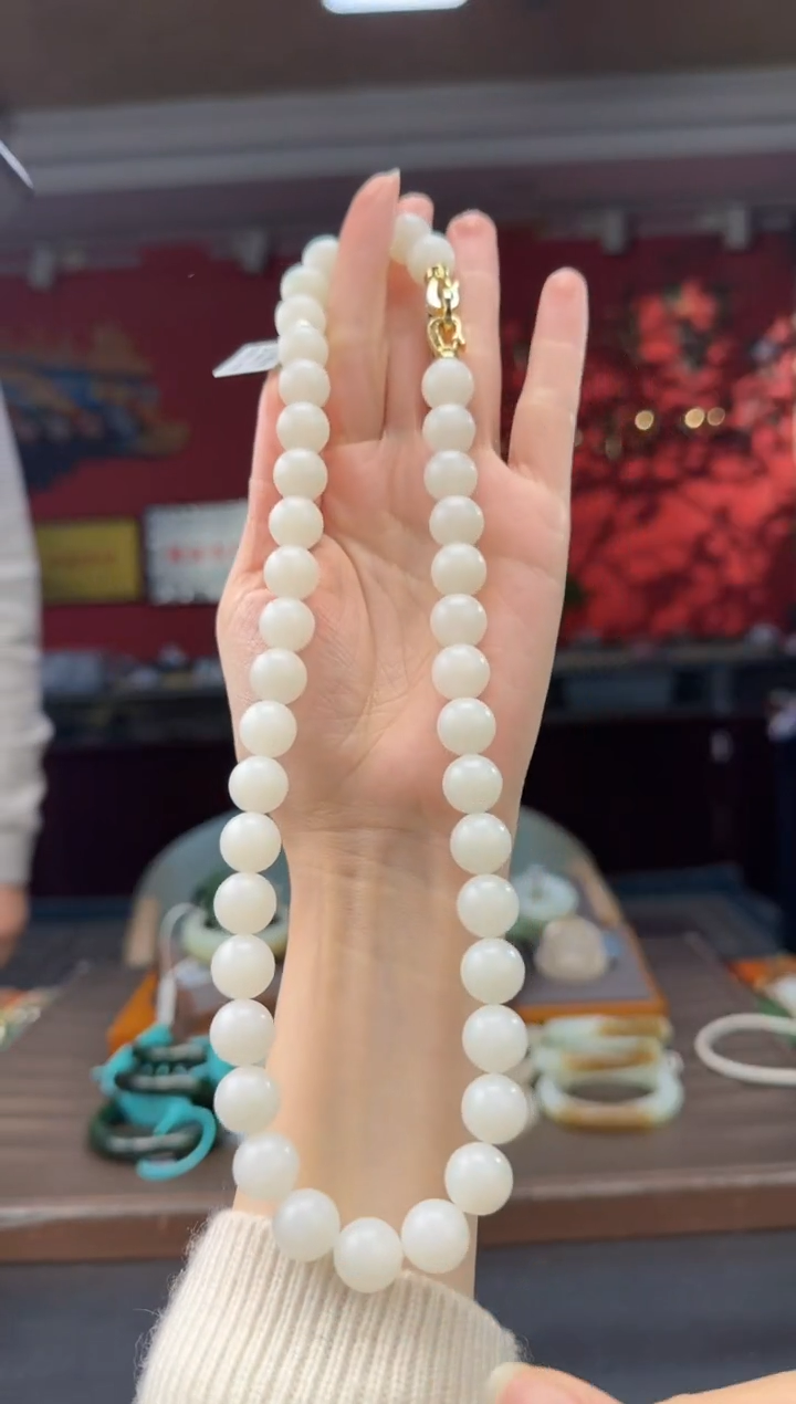 颈饰未镶嵌和田玉白玉妈妈链卡12