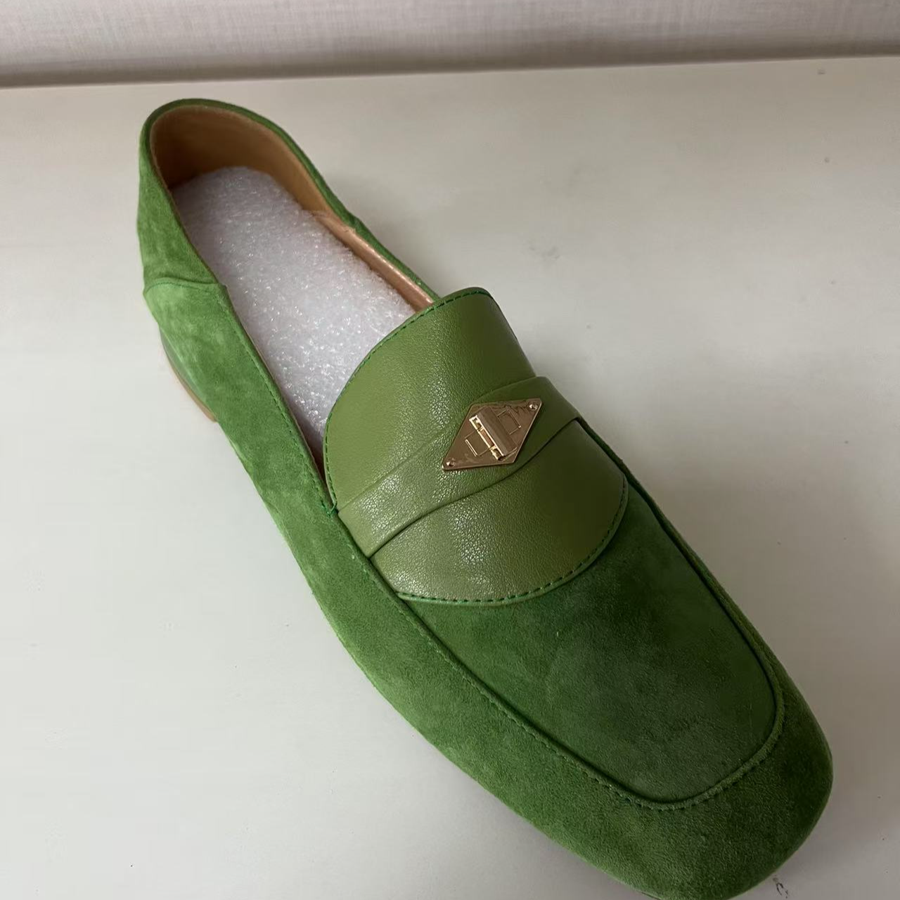 8172绿色平底乐福鞋
