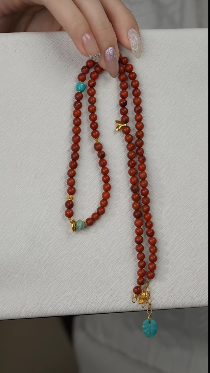 【闪购商品】南红玛瑙项链18K金镶嵌M07（多样性发一件）5mm+