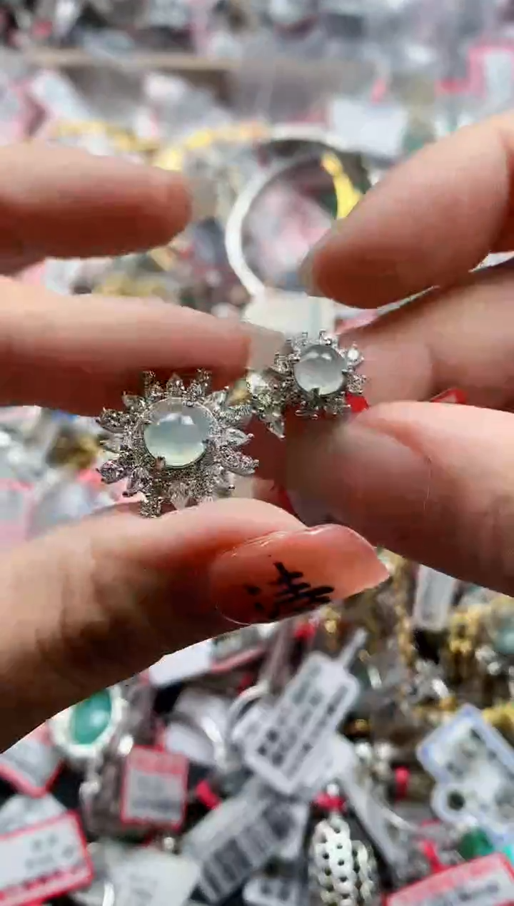 银S925镶嵌戒指翡翠天然A货缅甸翡翠