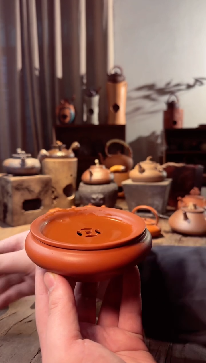 【闪购商品】壶潮州朱泥大号茶盘直径壶承10.5cm