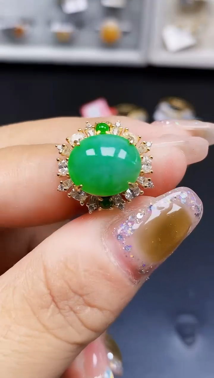 银S925镶嵌戒指翡翠9019