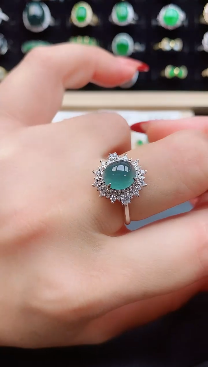 【闪购商品】翡翠戒指银S925镶嵌12121