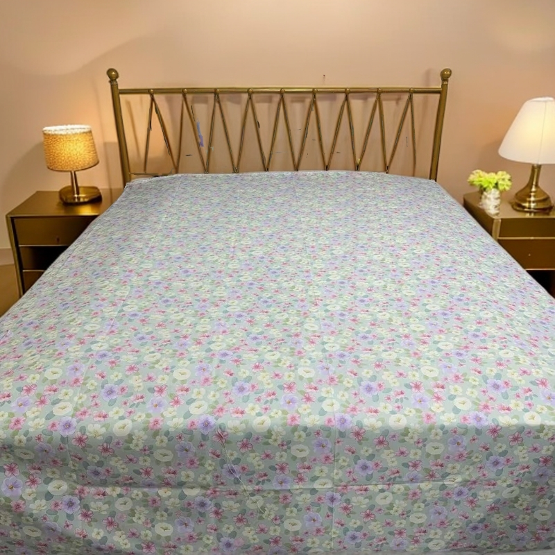 【碎花-粉】床单 尺寸2.4X2.4米 正宗山东老粗布 夏季软凉席厚款