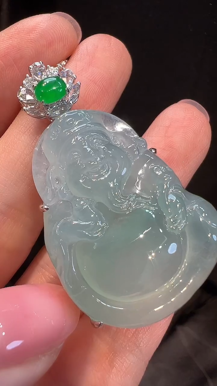 吊坠(不含链)18K金镶嵌翡翠L6