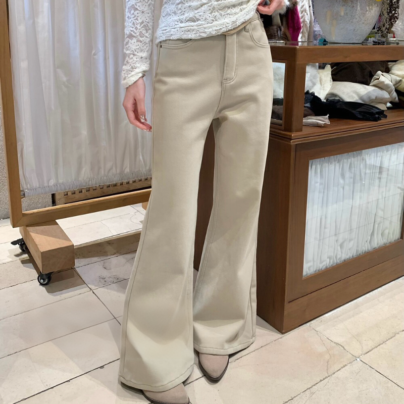 秋冬一体绒复合澳绒新款微喇牛仔裤高腰显瘦百搭#1059