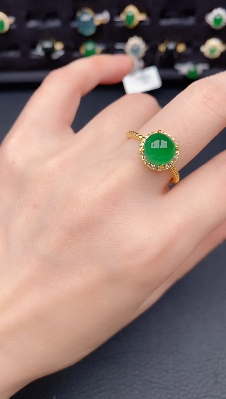 银S925镶嵌戒指翡翠天然a货翡翠52