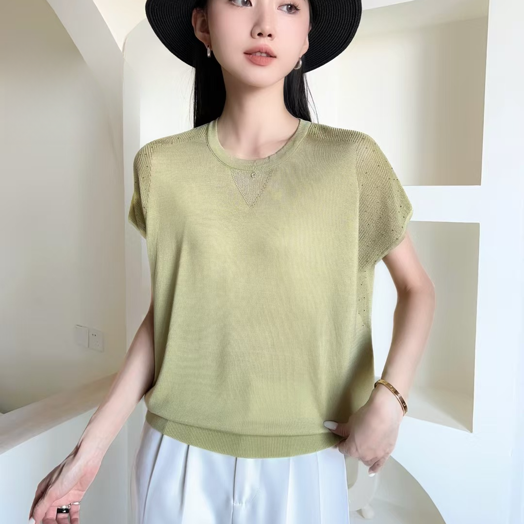 薄款短袖女夏季短款T恤纯色气质宽松套头休闲打底衫时尚