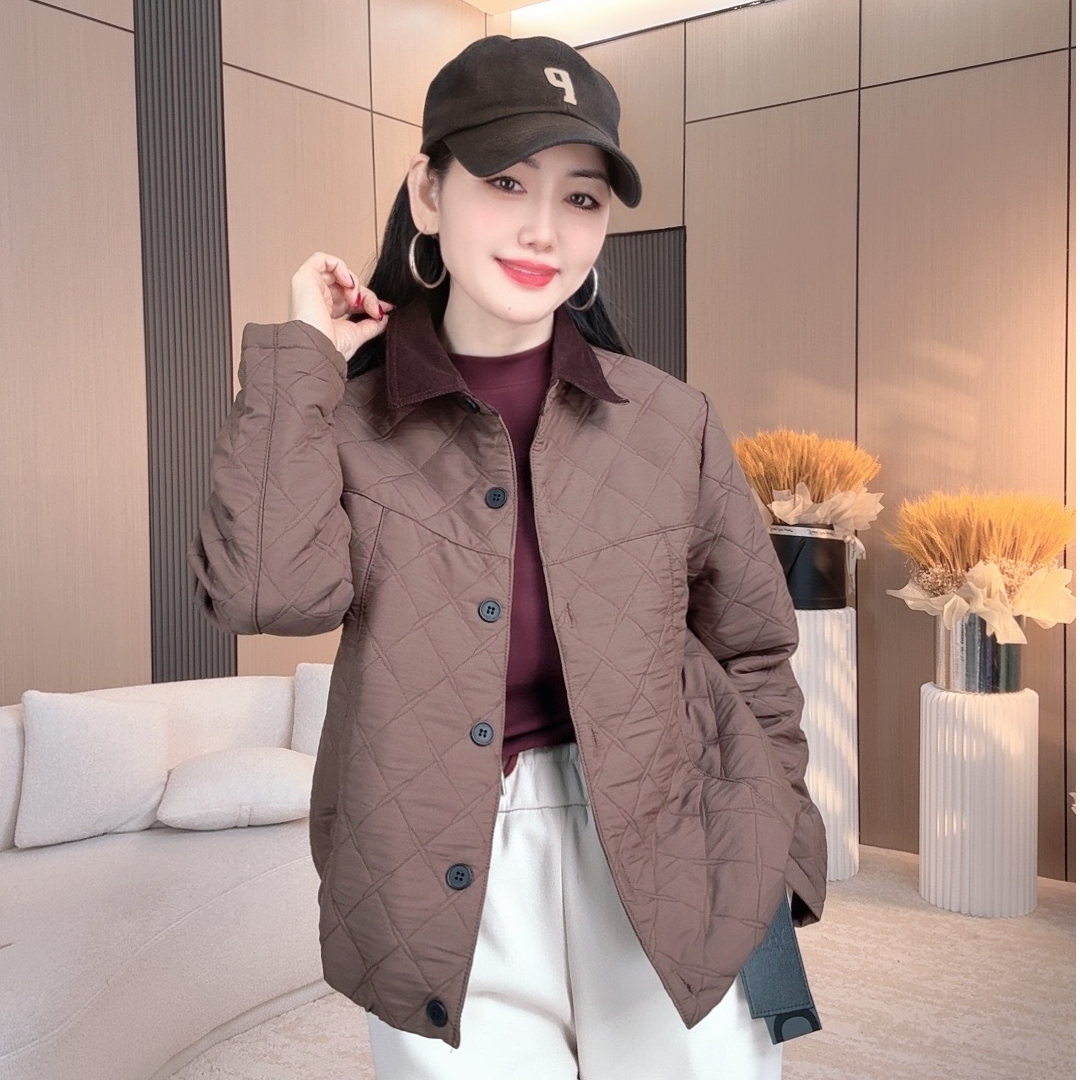 2025年新款潮流春季女士纯色领格打嗝棉拼接领外套时尚洋气百搭