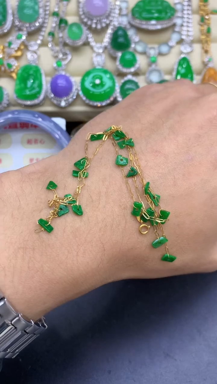 18K金镶嵌手链翡翠473-中国好珍宝