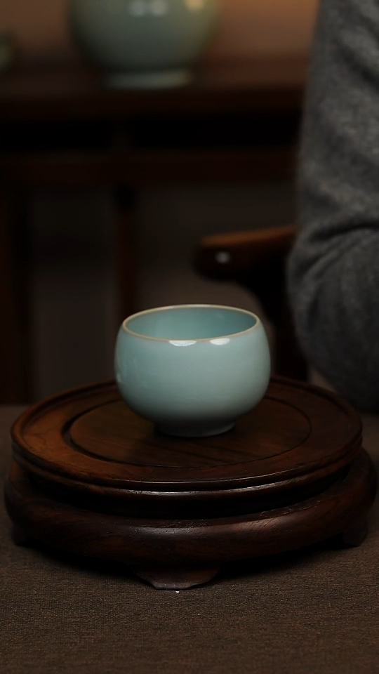 瓷片天青色全手工大禅定杯150ml微瑕不带礼盒