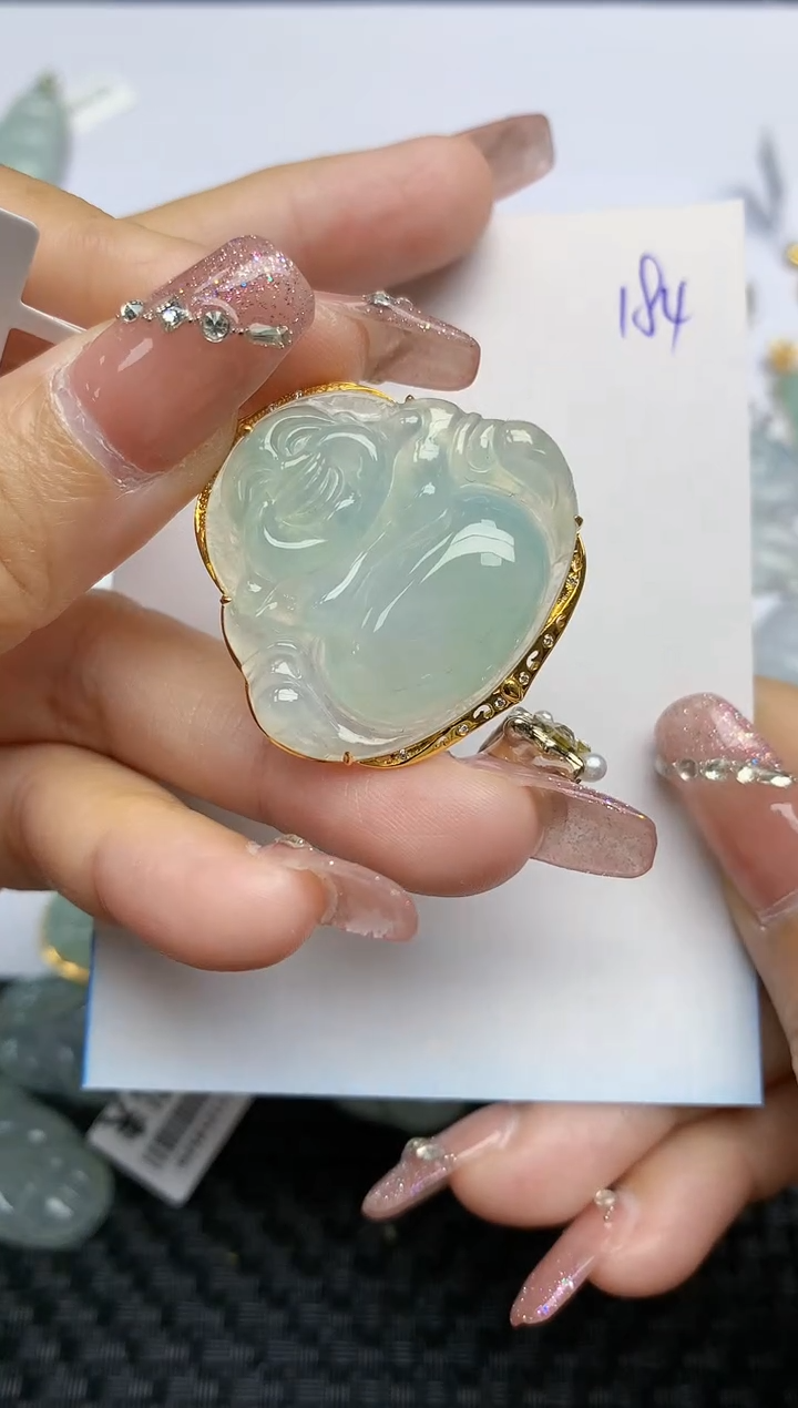 【闪购商品】翡翠颈饰18K金镶嵌天然A货翡翠 184