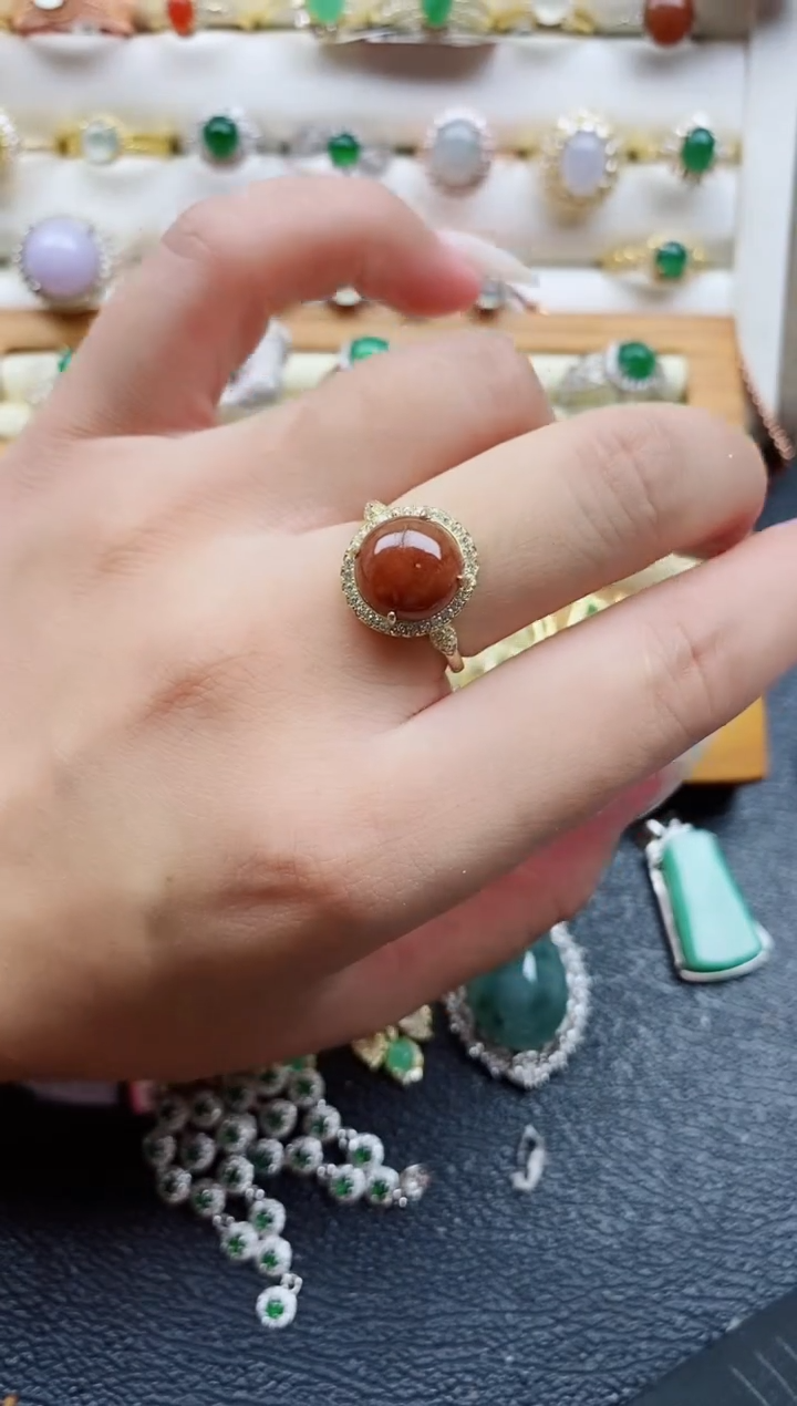 银S925镶嵌戒指翡翠1