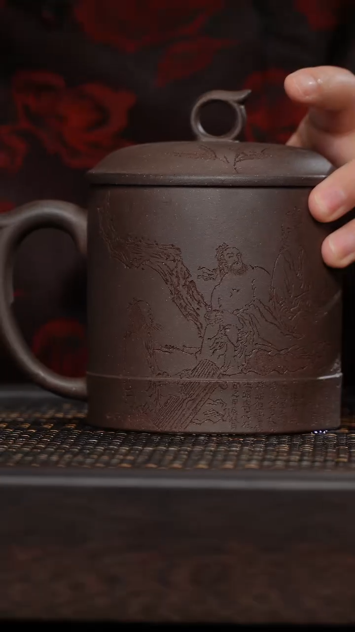 【闪购商品】紫砂茶杯非遗茶器-竹林七贤盖杯