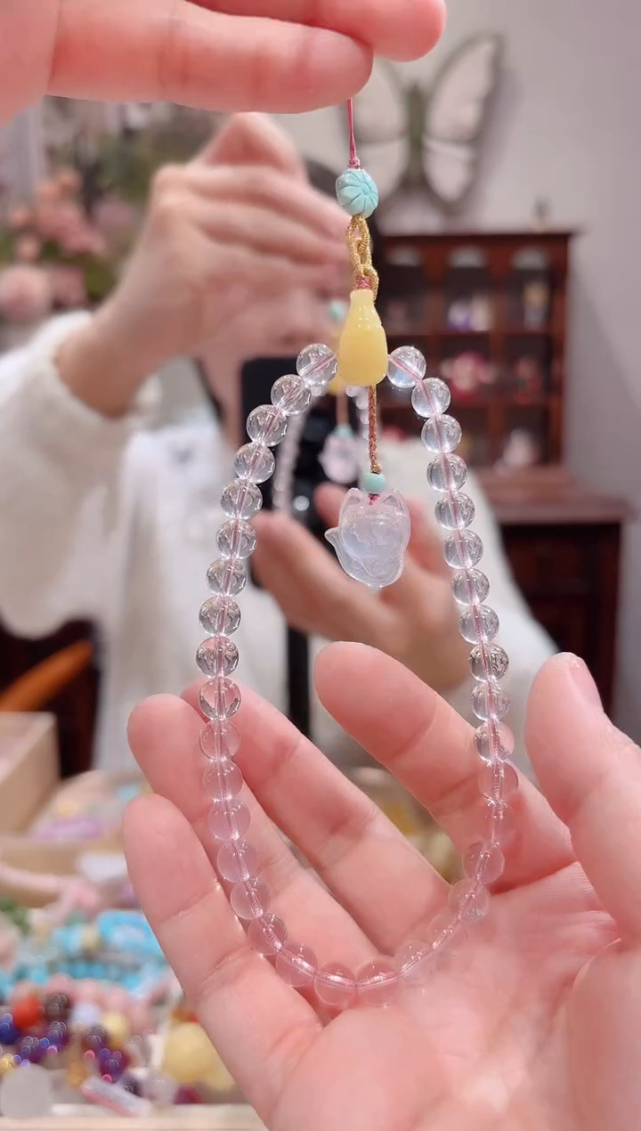 【闪购商品】水晶手链未镶嵌手机挂特级5A全净体手串